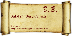 Dakó Benjámin névjegykártya